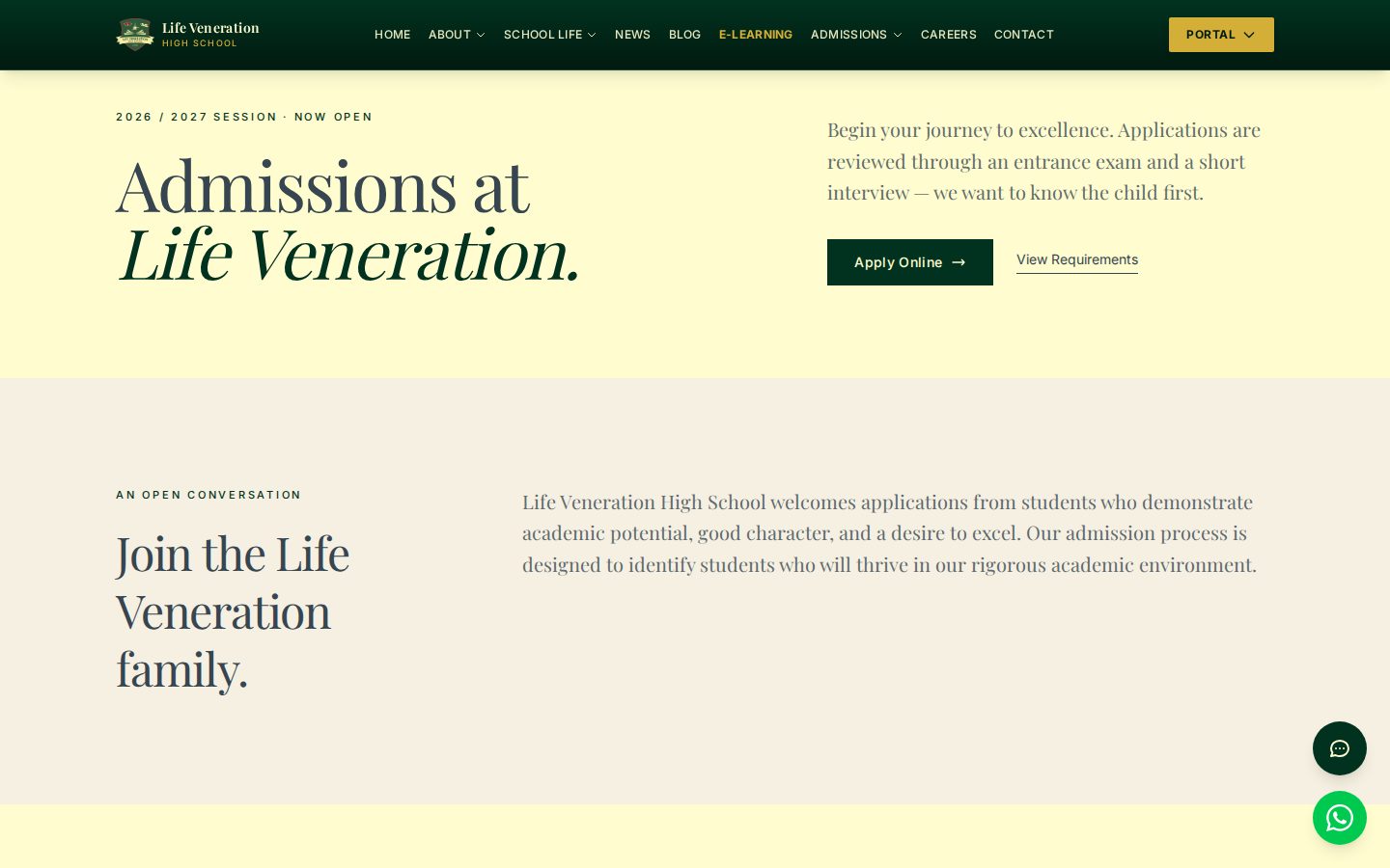 Life Veneration High School screen